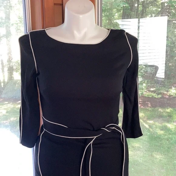 Boden Black and White Piped Stripe Kelly Dress - Picture 3 of 8